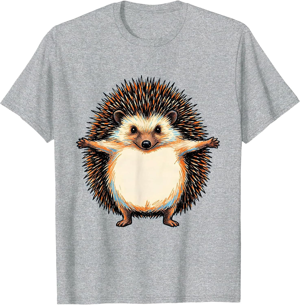Men's Rounded Hedgehog Kidcore Cute Animal Lover Novelty T-Shirt - Heather Grey