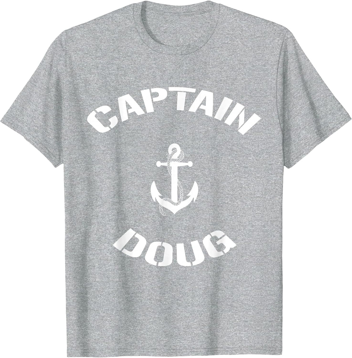 Sailing Boat Captain Doug Personalized Boating Name T-Shirt - Heather Grey