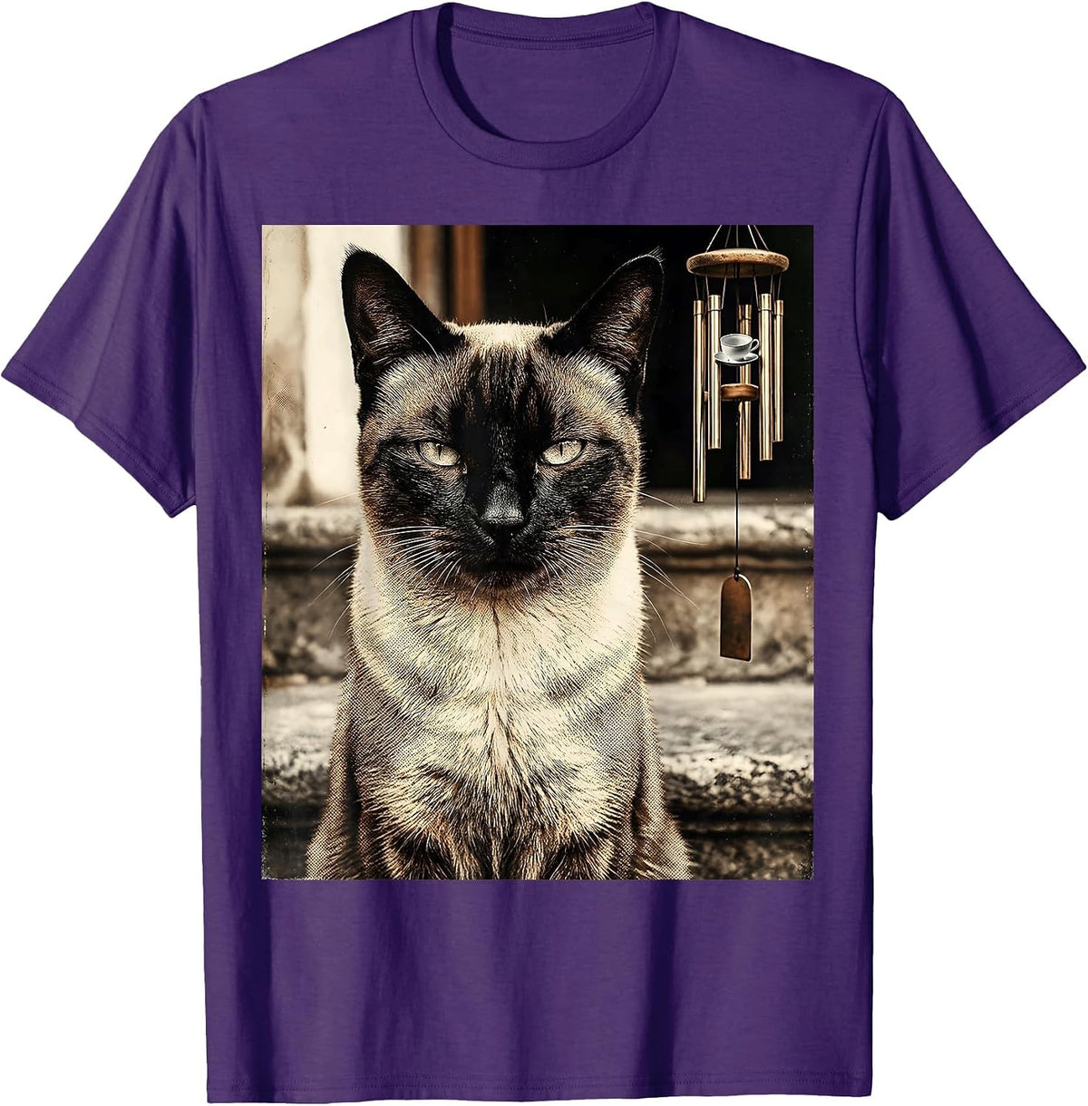 Men's Vintage Siamese Cat UFO Meme Funny Cat Gift T-Shirt - Purple