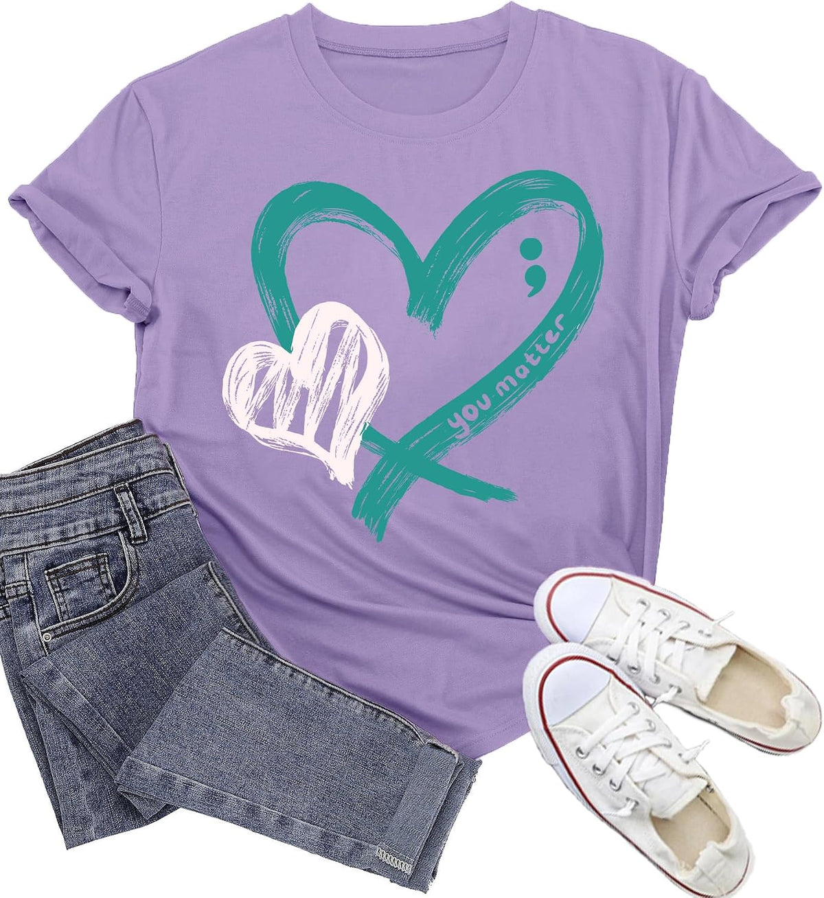 Womens Suicide Awareness Shirt Blue Purple Hearts You Matters Tshirt - Purple