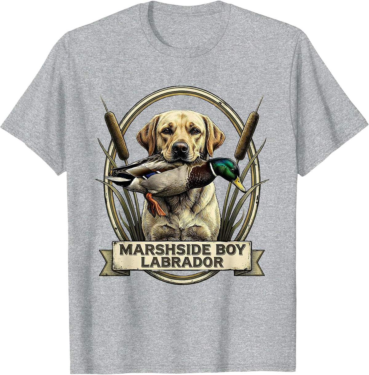 Men's Marshside Boy Labrador Vintage Hunting Dog Duck Pride T-Shirt - Heather Grey
