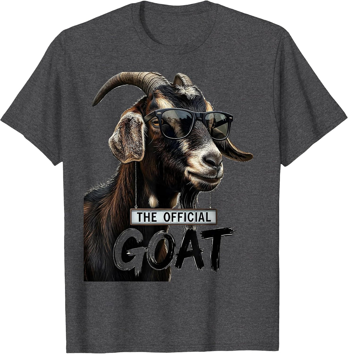 Men's The Official GOAT Funny Goat Sunglasses Animal Humor Novelty T-Shirt - Dark Heather Grey