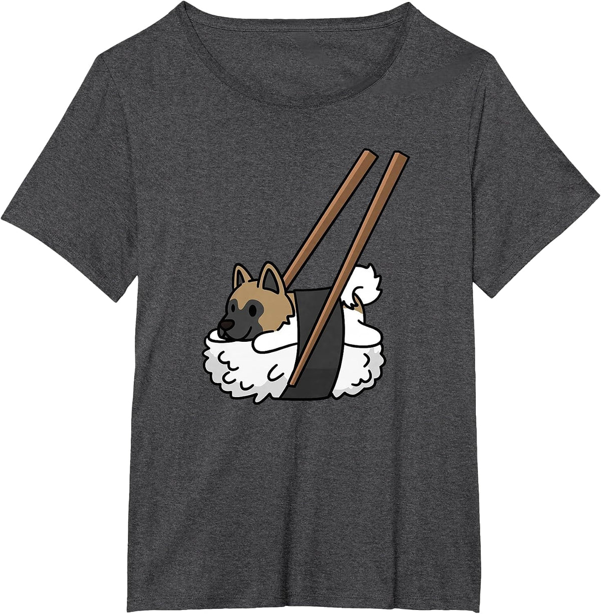 Akita Sushi Funny Dog T-Shirt - Dark Heather Grey