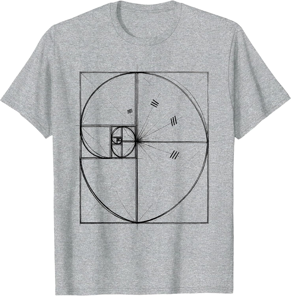 Men's Golden Ratio Spiral Fibonacci Math Enthusiast Geometry Lover T-Shirt - Heather Grey