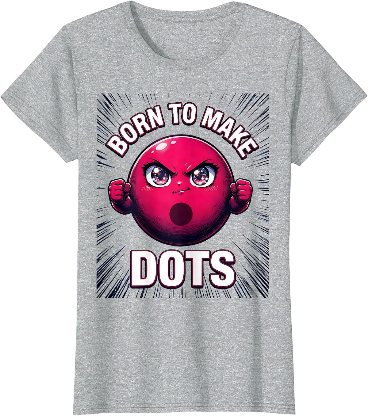 Women's Born to Make Dots Artistic Dot Design T-Shirt - Heather Grey