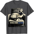 Men's Siamese Owns The Room Funny Siamese Cat Owner Cat Lover T-Shirt - Dark Heather Grey