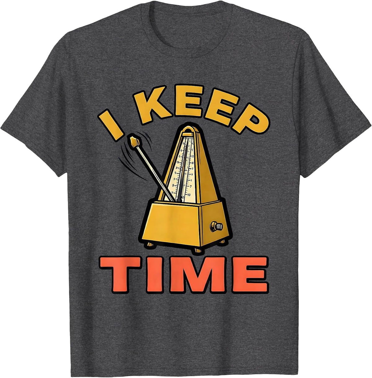 Men's I KEEP TIME Funny Music Lover Pianist Gift Idea T-Shirt - Dark Heather Grey