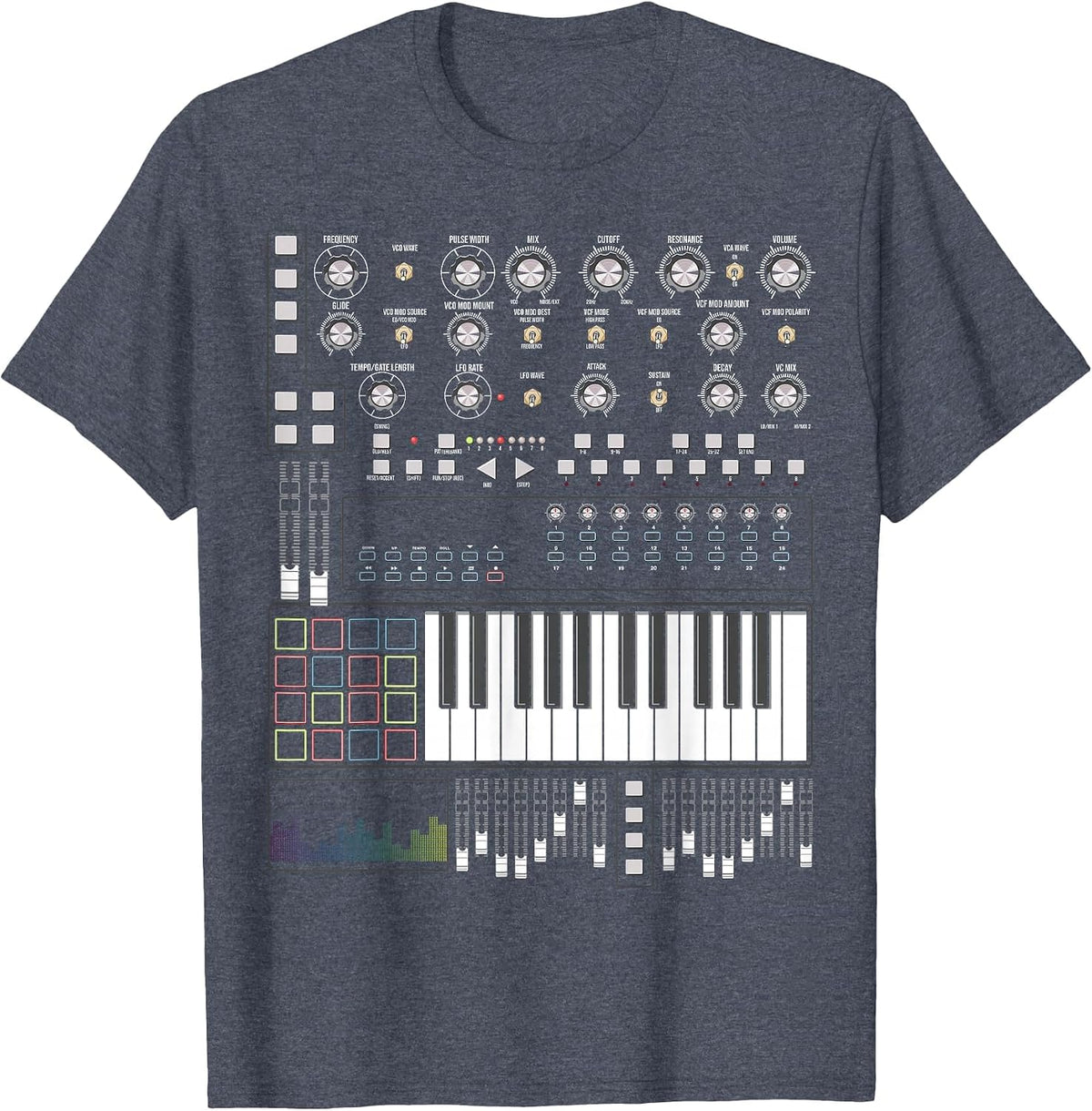 Electronic Music Synthesizer Techno Music DJ Producer T-Shirt - Heather Blue