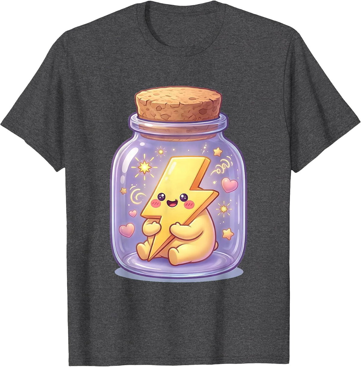 Neurodiversity Lightning Bolt in a Jar Illustration T-Shirt - Dark Heather Grey