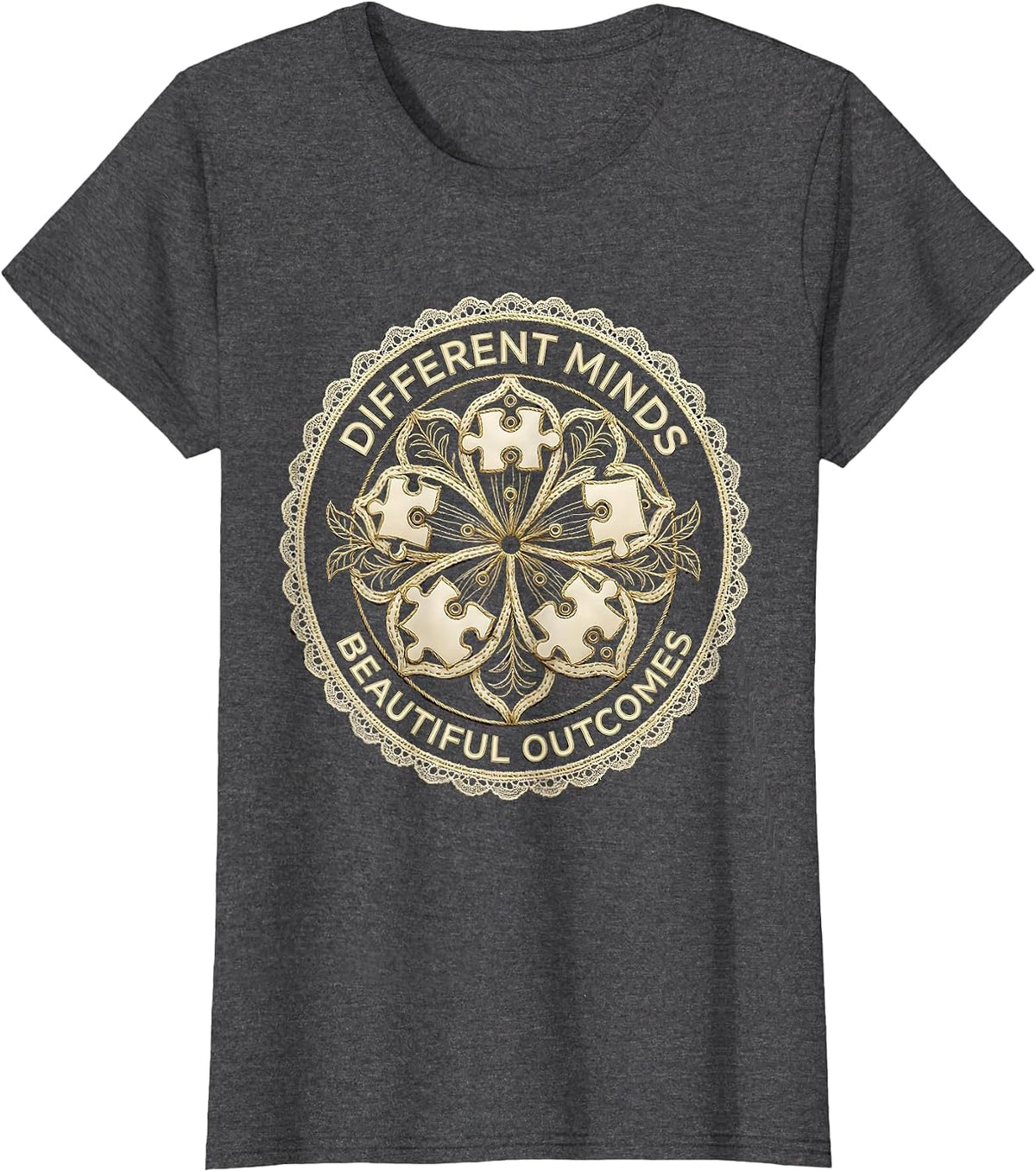 Women's Different Minds Beautiful Outcomes Special Ed Teacher T-Shirt - Dark Heather Grey