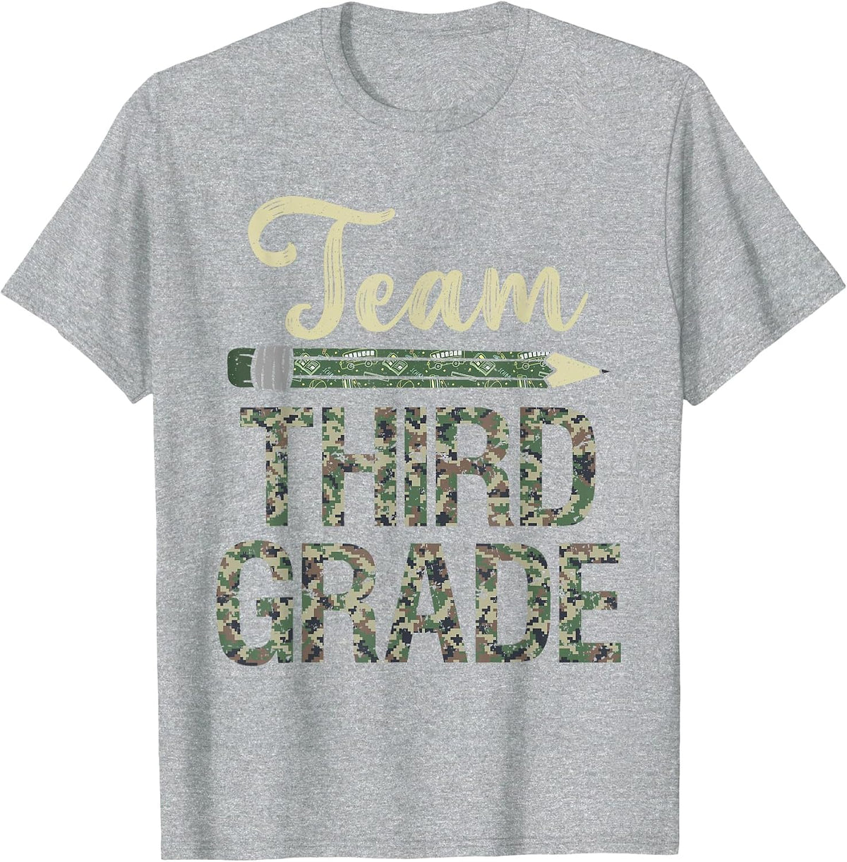 Team Third Grade Camo 3rd Grade Teacher Camouflage T-Shirt - Heather Grey