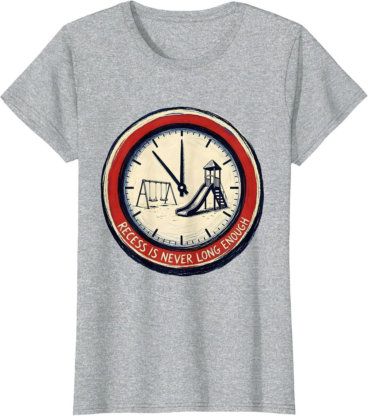 Recess Is Never Long Enough School Design T-Shirt - Heather Grey