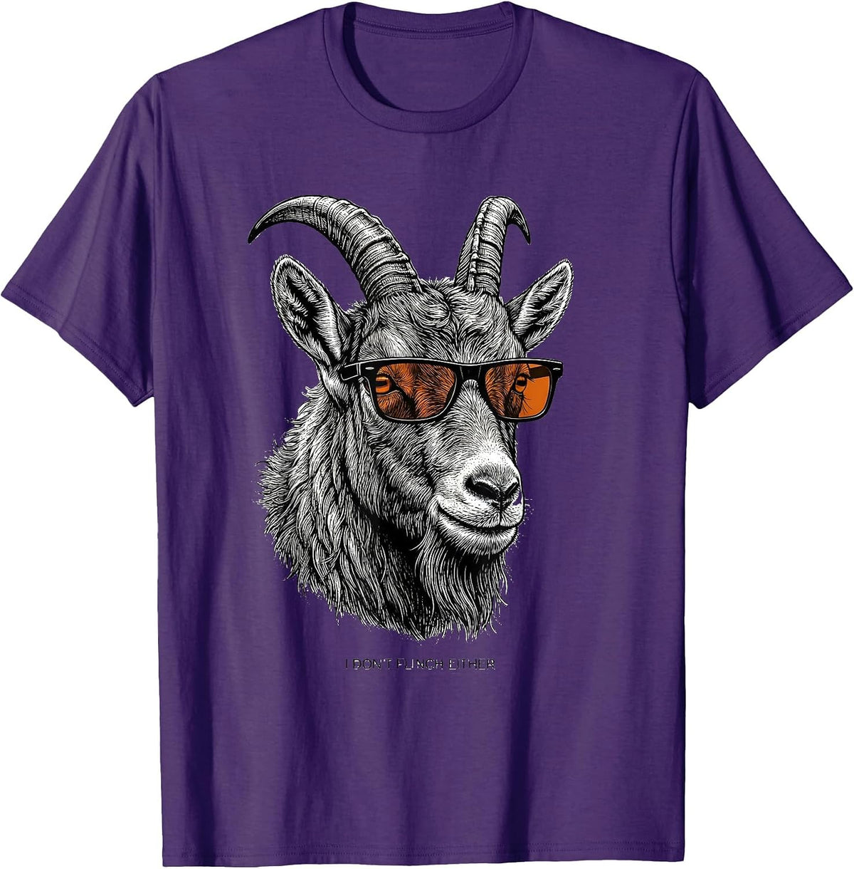 I Don't Flinch Either Cool Mountain Goat Wearing Sunglasses T-Shirt - Purple