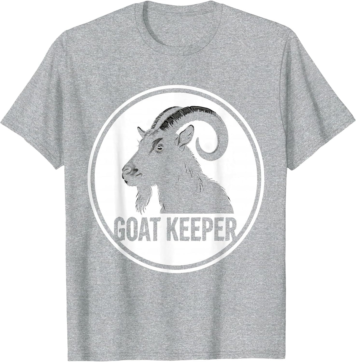 Men's Goat Keeper Badge Patch Line Art Icon Outline Gift T-Shirt - Heather Grey