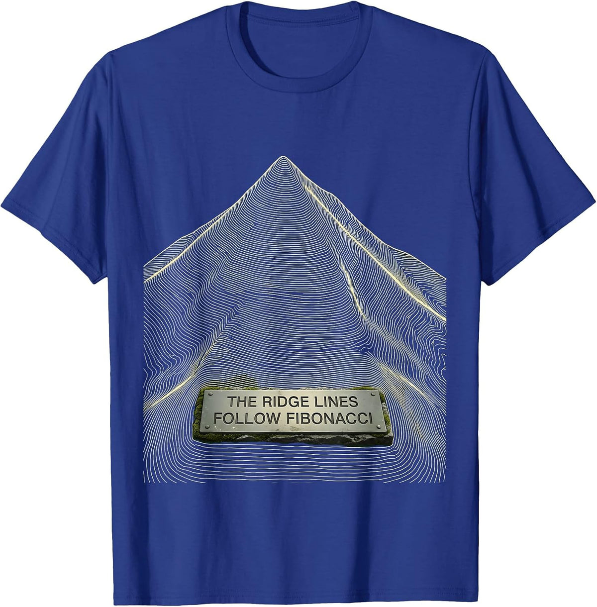 The Ridge Lines Follow Fibonacci Math Geometry Sacred Ratio T-Shirt - Royal Blue