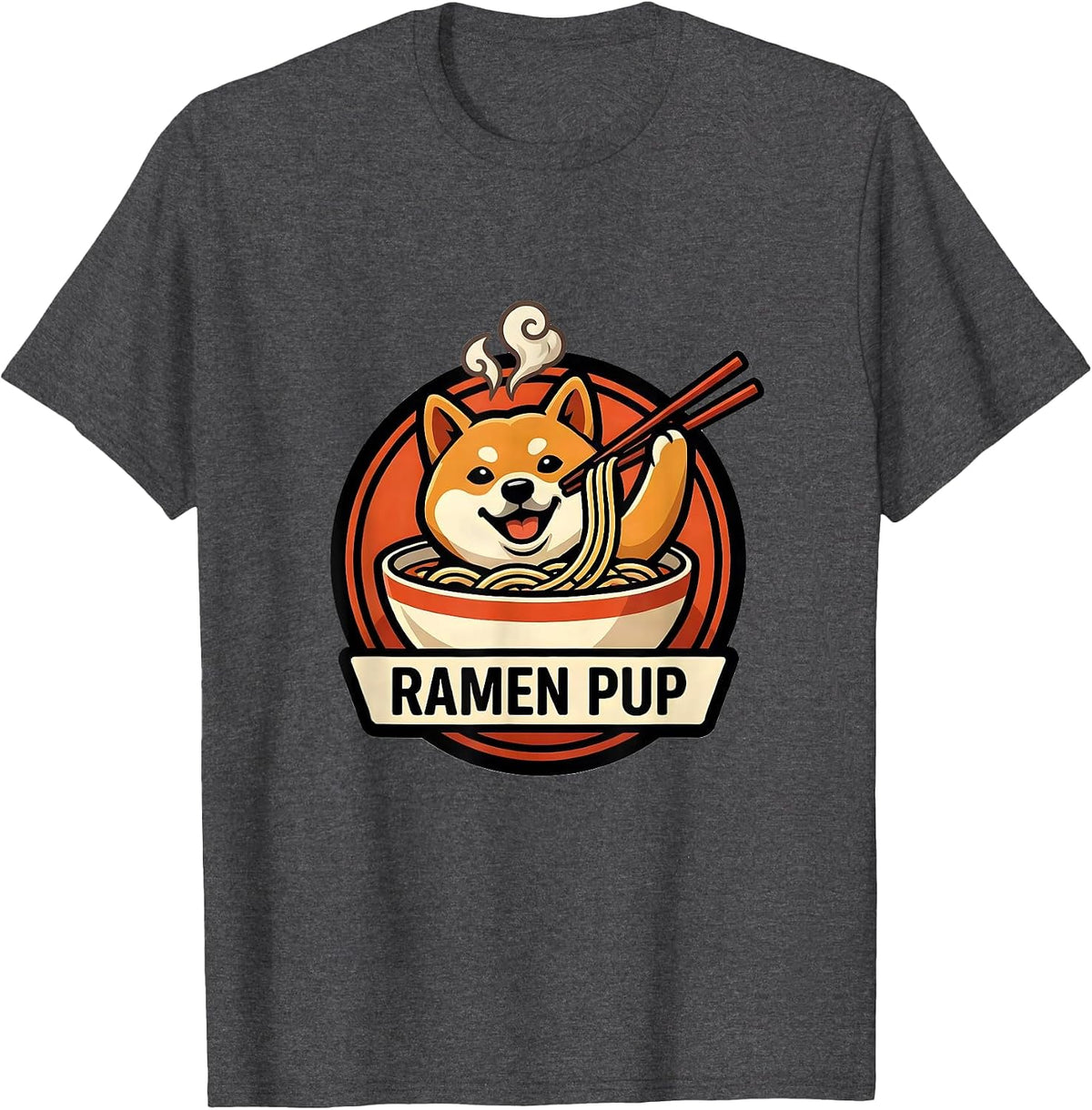 Men's Ramen Pup Cute Kawaii Anime Food Lover Japanese Animal Humor T-Shirt - Dark Heather Grey