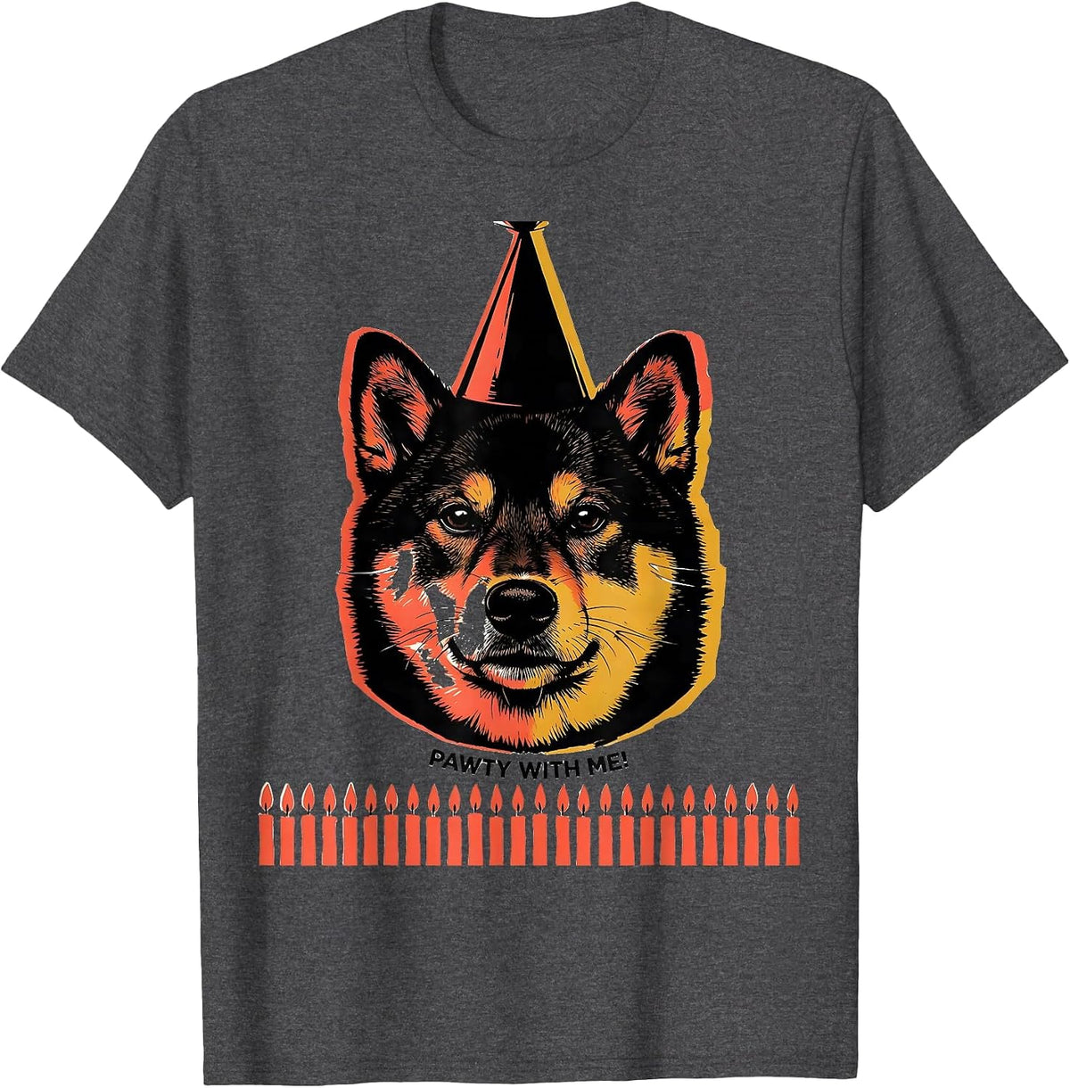 Men's Pawty With Me! Cute Dog Birthday Party Kids Fun T-Shirt - Dark Heather Grey