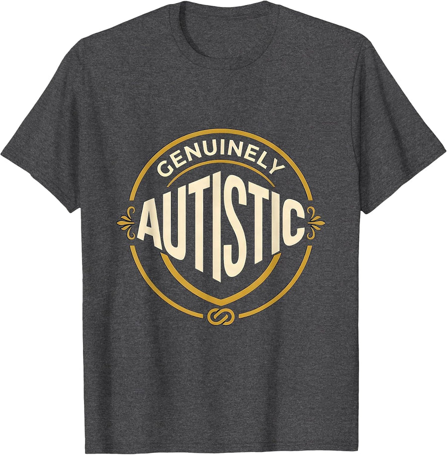 Men's Genuinely Autistic Neurodiversity Acceptance ADHD Gamer Gift T-Shirt - Dark Heather Grey