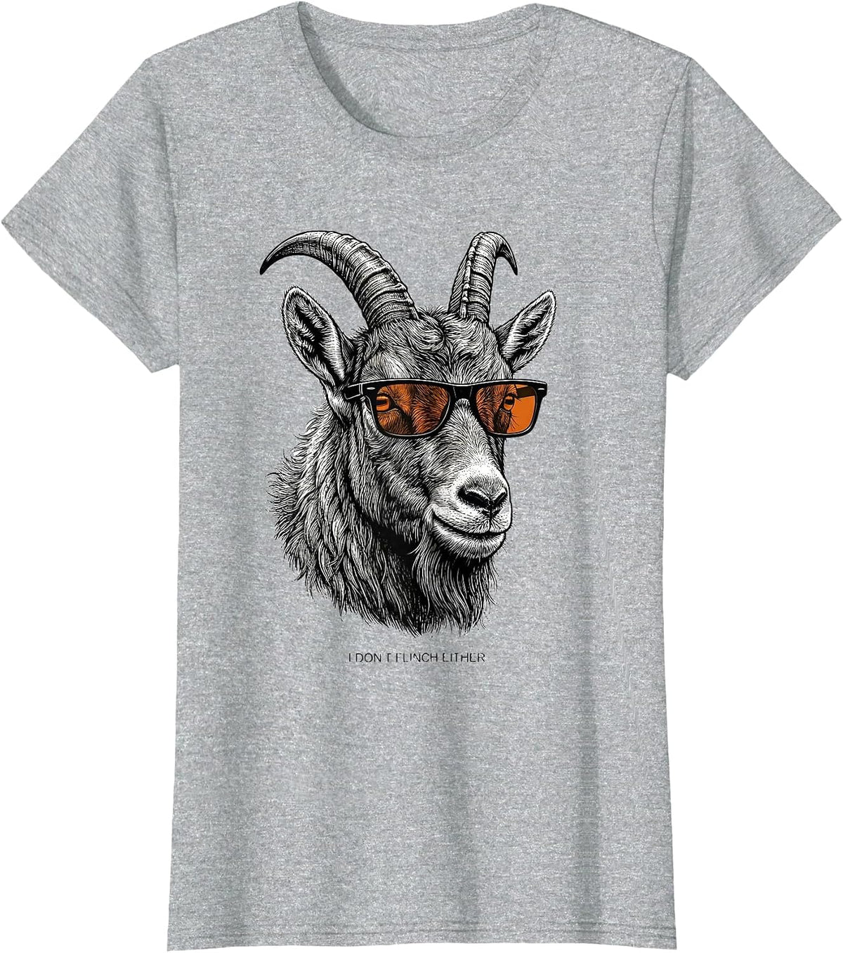 I Don't Flinch Either Cool Mountain Goat Wearing Sunglasses T-Shirt - Heather Grey