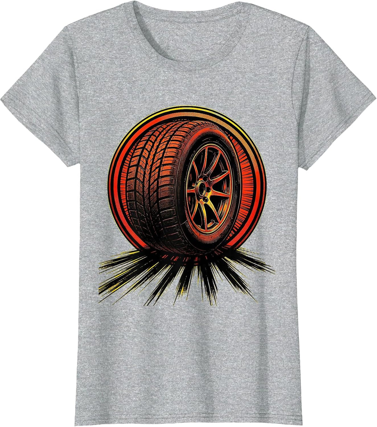 Burning Rubber Skid Marks Racing Graphic T-Shirt - Heather Grey