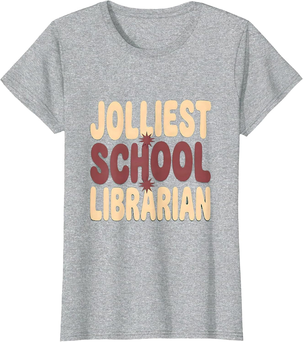 Women's Jolliest School Librarian Funny Teacher Christmas Humor T-Shirt - Heather Grey
