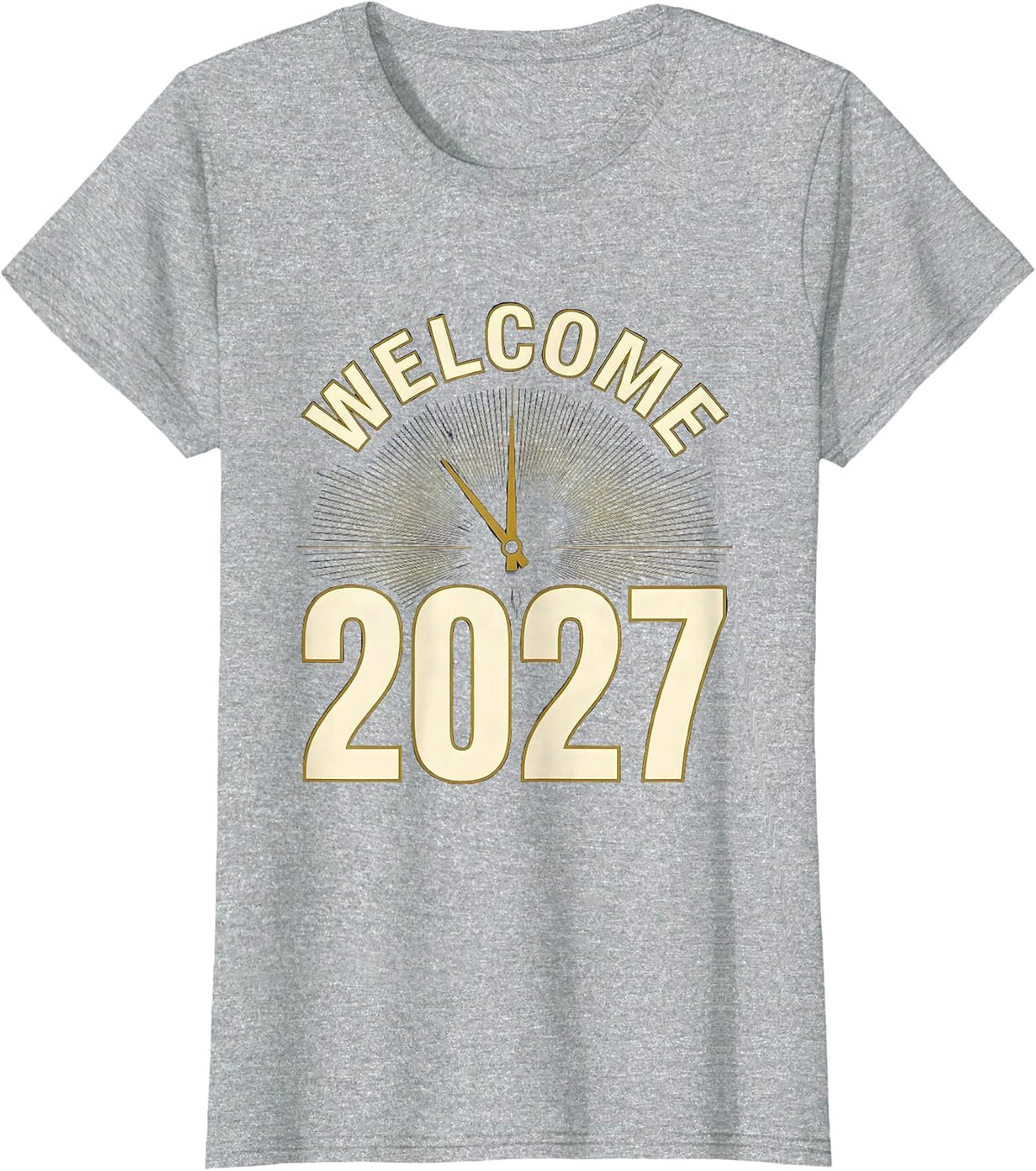 Welcome 2027 Emblem New Year Party Family Matching Crew T-Shirt - Heather Grey