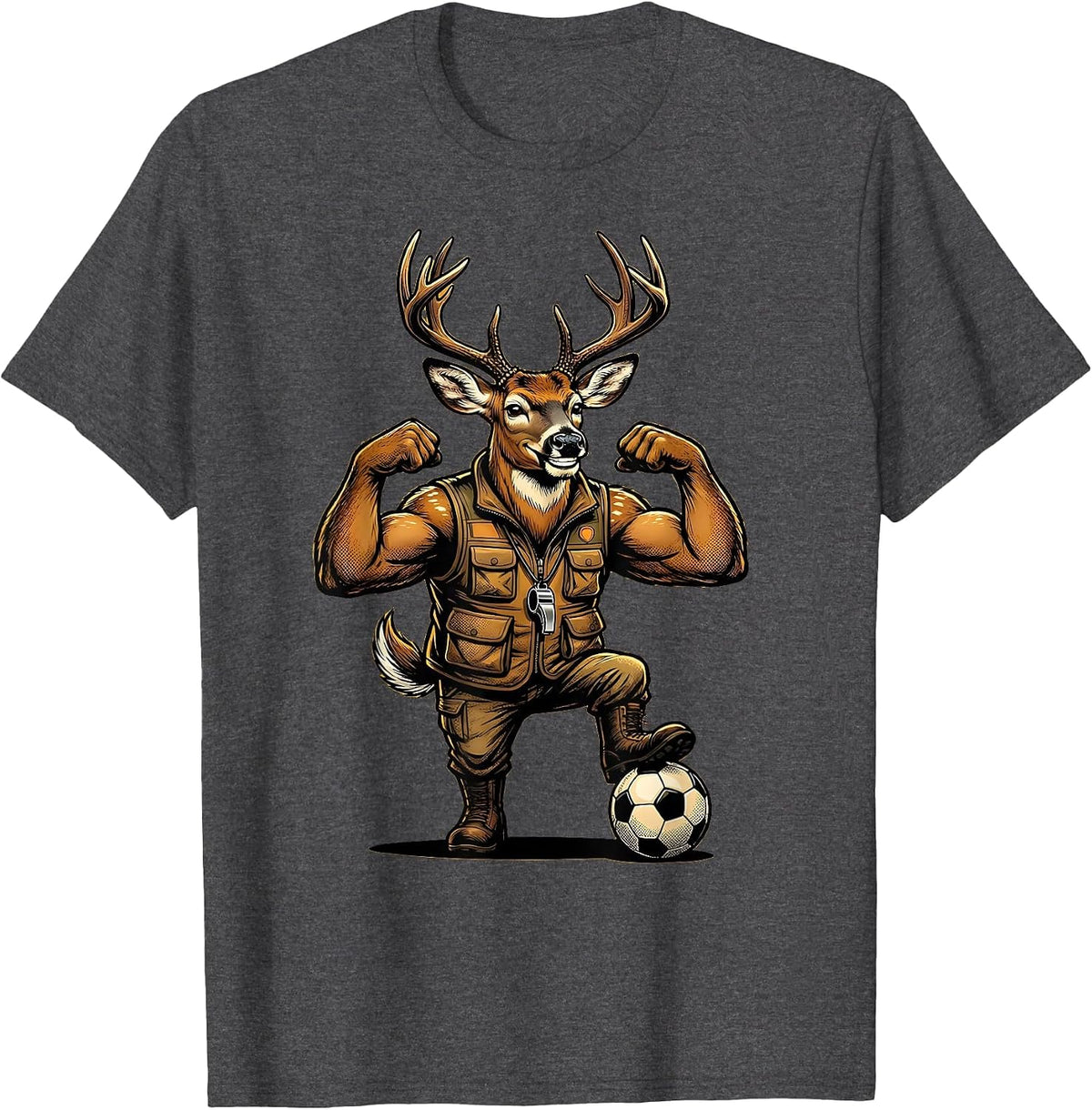 Men's Whitetail Buck Pop Art Hunting Dad Humor T-Shirt - Dark Heather Grey