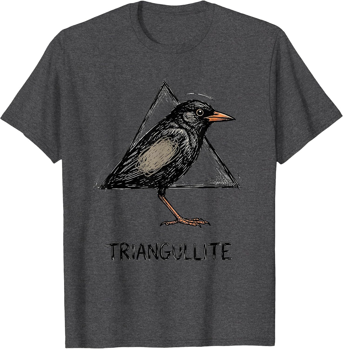 Triangullite Funny Triangle Bird Pun Math Teacher Humor T-Shirt - Dark Heather Grey