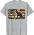 Angus Rancher USA American Flag Cow T-Shirt - Heather Grey