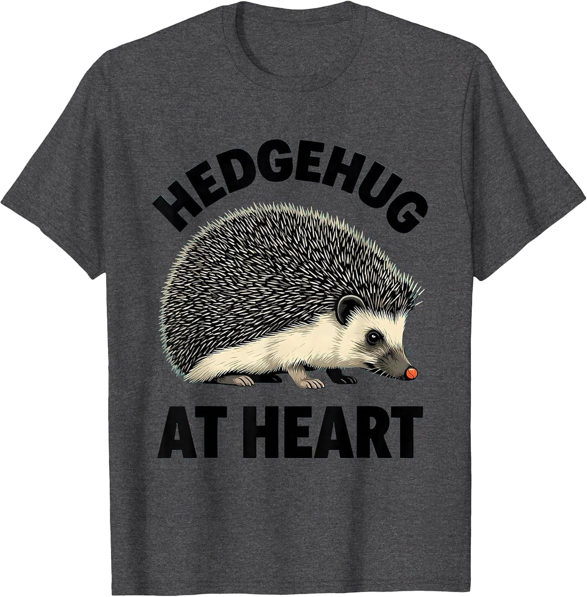 Hedgehug At Heart Midcentury Modern Hedgehog Lover Gift T-Shirt - Dark Heather Grey