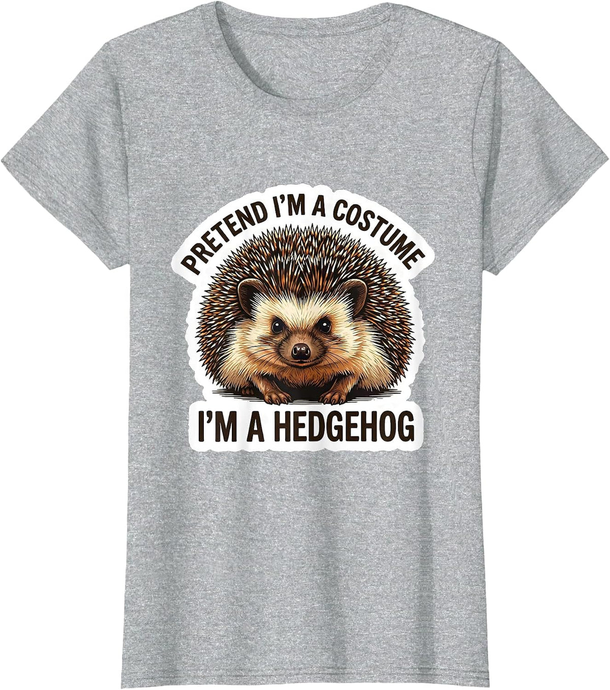 Pretend I'm A Costume I'm A Hedgehog Funny Halloween Lazy T-Shirt - Heather Grey