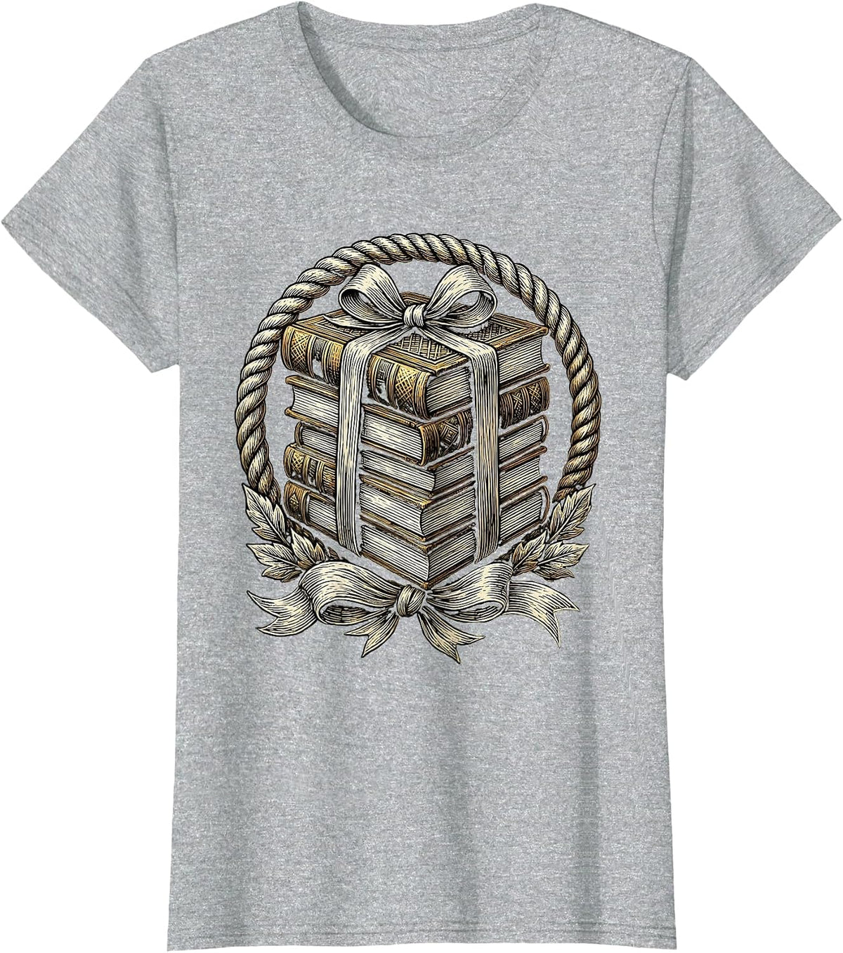 English Teacher Classic Novels Stack Graphic T-Shirt - Heather Grey