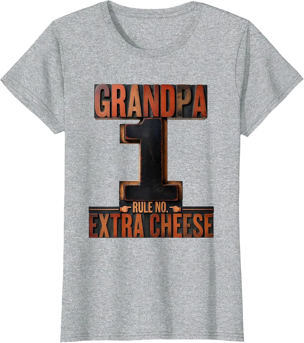 Women's Grandpa Rule No 1 Extra Cheese Funny Grandpa Cinco De Mayo T-Shirt - Heather Grey