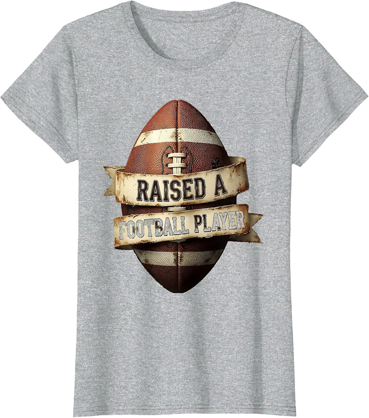Raised a Football Player Proud Football Dad Design T-Shirt - Heather Grey