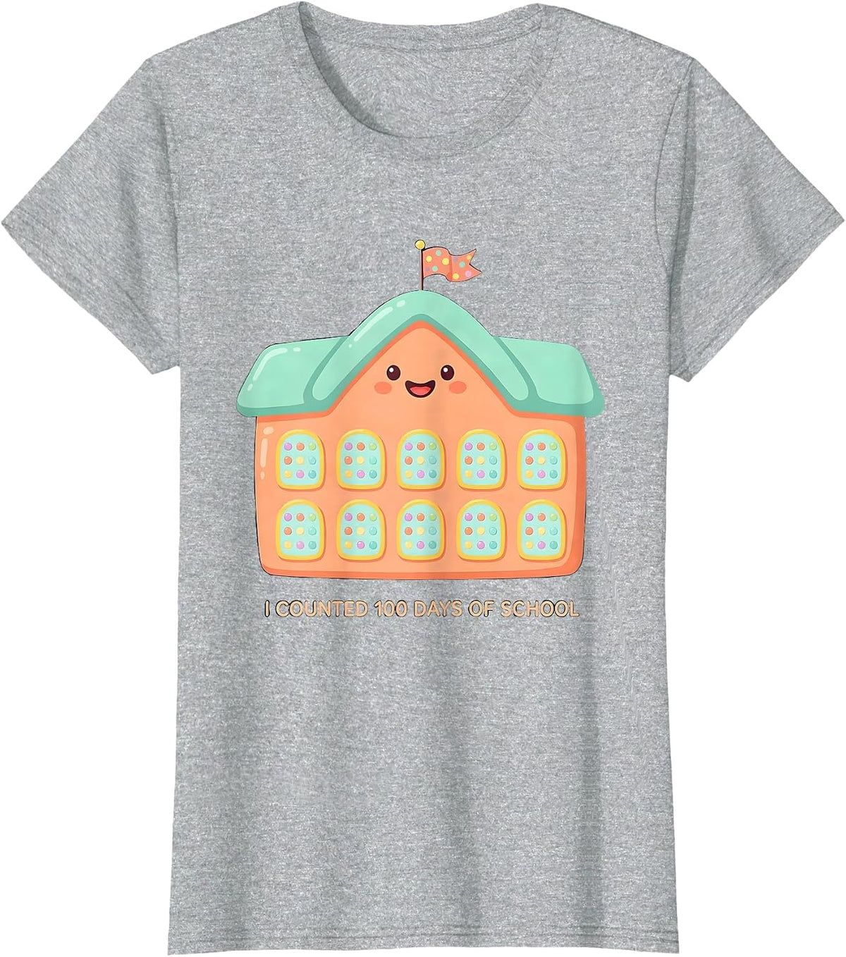 I Counted 100 Days Of School Cute Kawaii Teacher Kids T-Shirt - Heather Grey