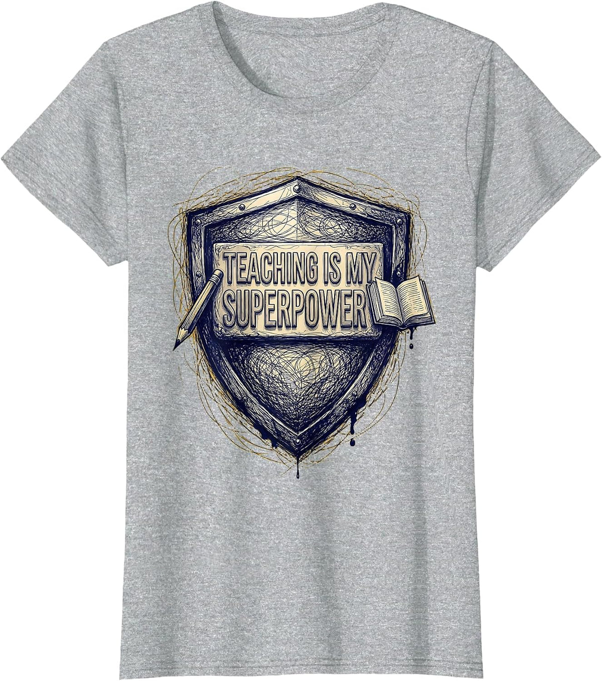 Women's Teaching Is My Superpower Educator Design T-Shirt - Heather Grey