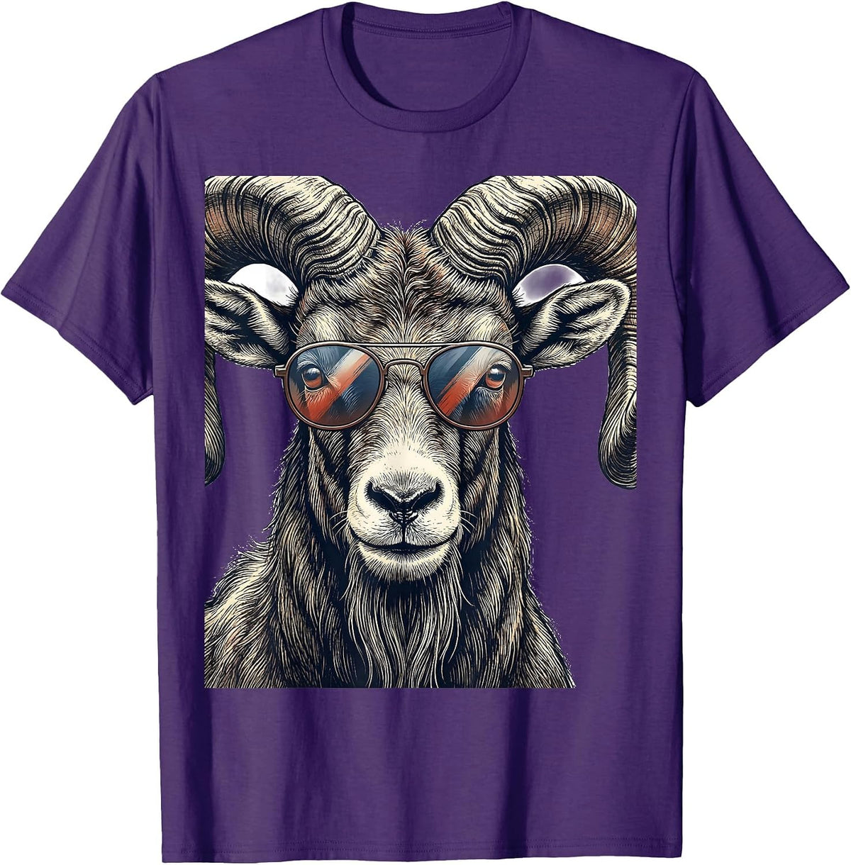 Goat Sunglasses Cool Animal Humor Novelty T-Shirt - Purple