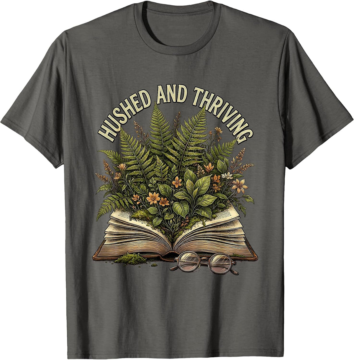 Men's Hushed and Thriving Librarian Graphic Design T-Shirt - Asphalt Grey