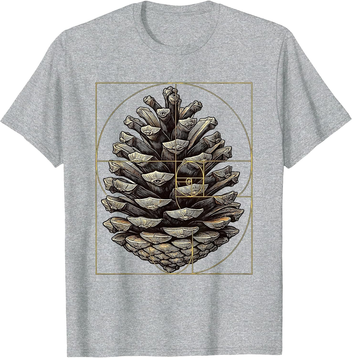 Men's Fibonacci Phyllotaxis Sacred Geometry Math Enthusiast T-Shirt - Heather Grey