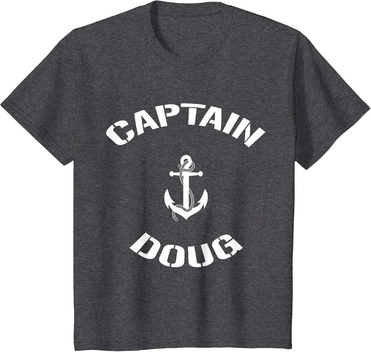 Sailing Boat Captain Doug Personalized Boating Name T-Shirt - Dark Heather Grey