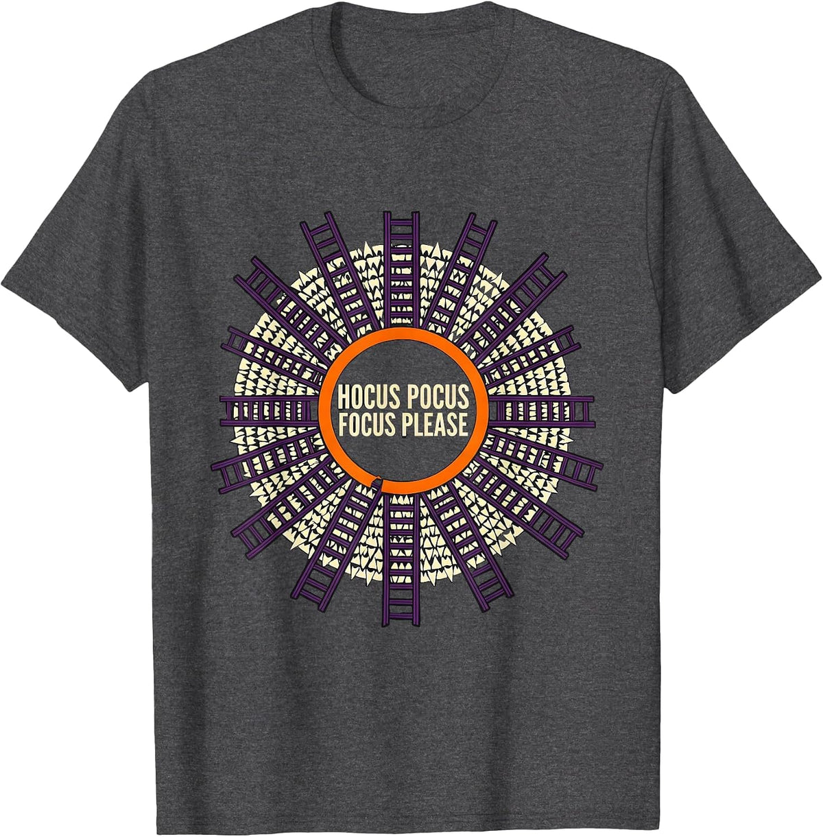 Hocus Pocus Focus Please Funny Halloween Teacher Costume T-Shirt - Dark Heather Grey