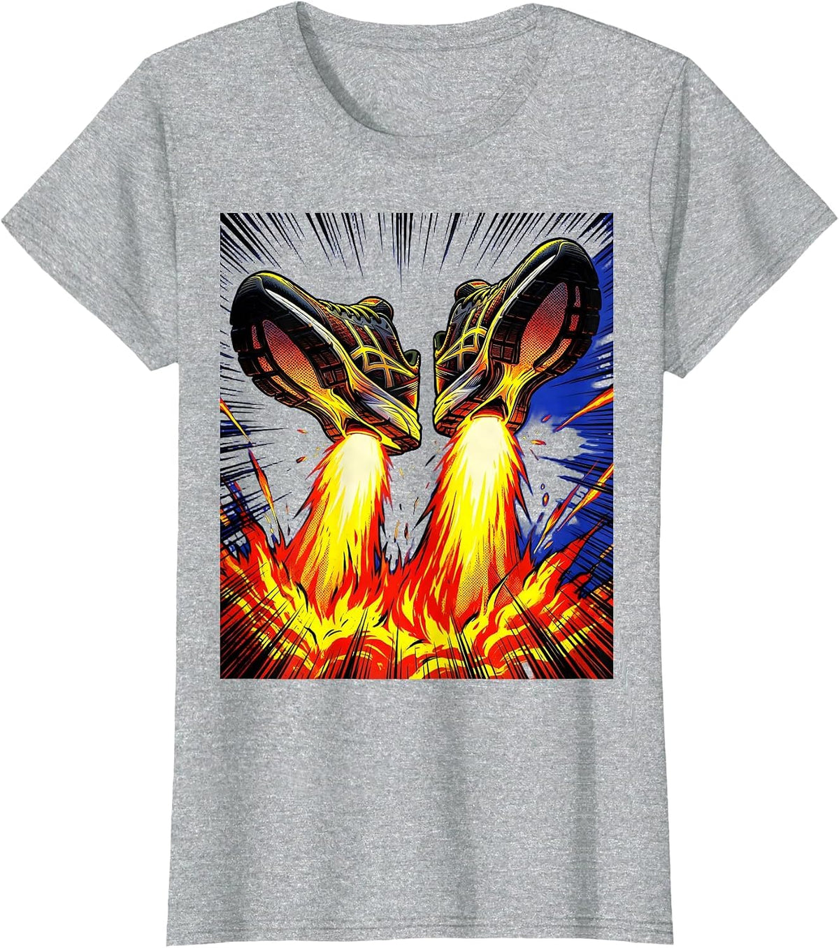 Rocket Track Shoes Speed Running Sports Graphic T-Shirt - Heather Grey