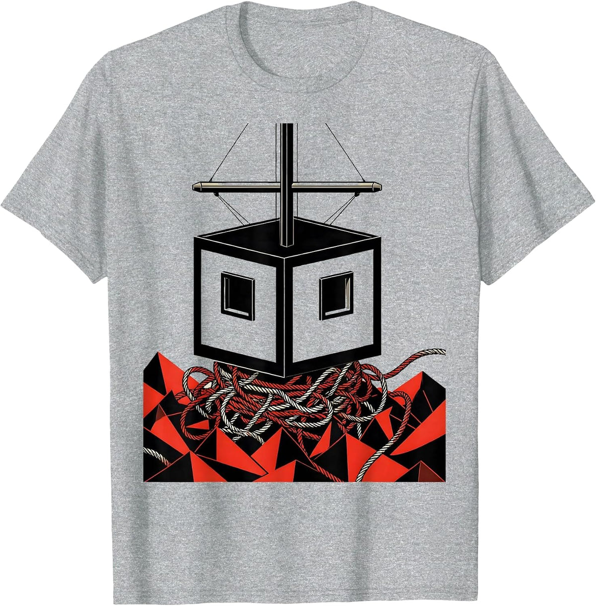 Men's Geometric Wheelhouse Nautical Captain Humor T-Shirt - Heather Grey