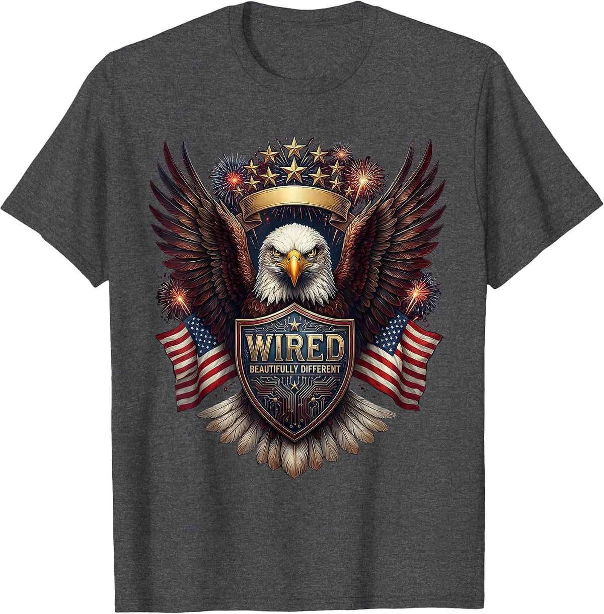 Men's Wired Beautifully Different Neurodiversity Design T-Shirt - Dark Heather Grey