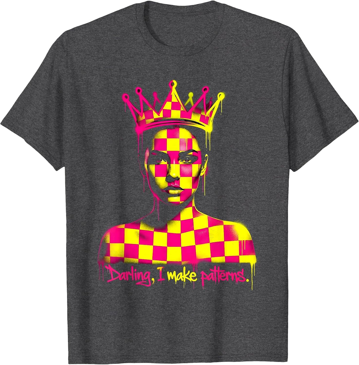 Men's Darling I Make Patterns Checkered Design T-Shirt - Dark Heather Grey