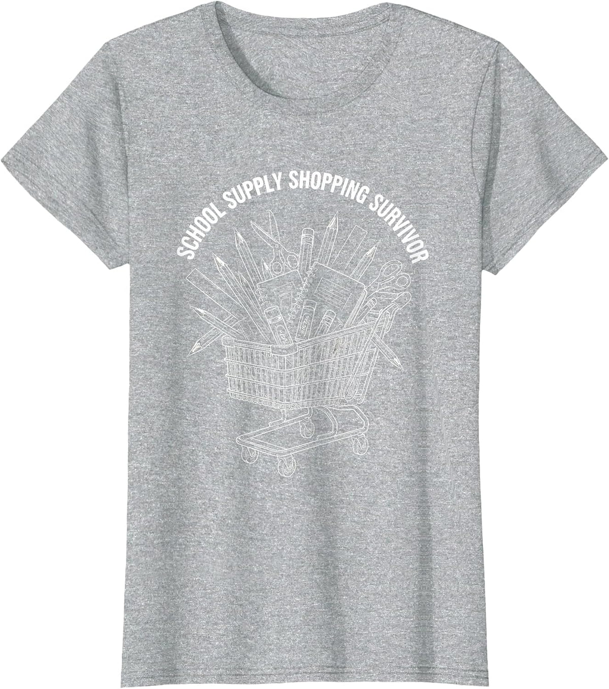 School Supply Shopping Survivor First Day Design T-Shirt - Heather Grey