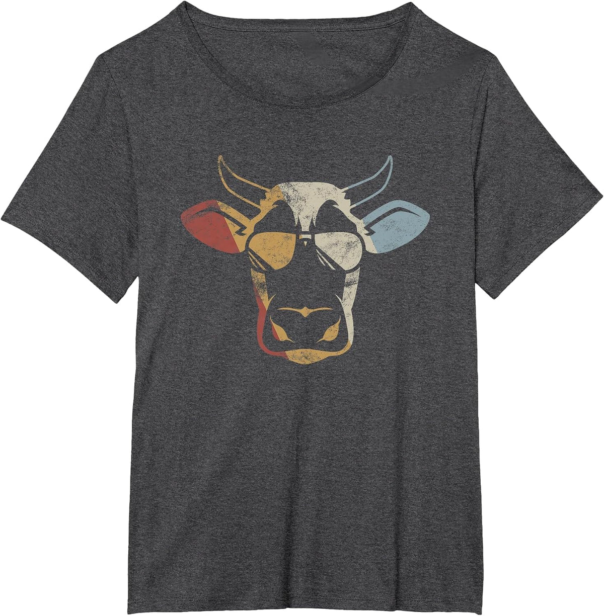 Vintage Cow Sunglasses Retro Farming Graphic Men T-Shirt - Dark Heather Grey