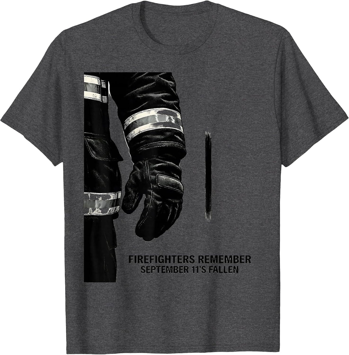 Men's Firefighters Remember September 11's Fallen Tribute T-Shirt - Dark Heather Grey