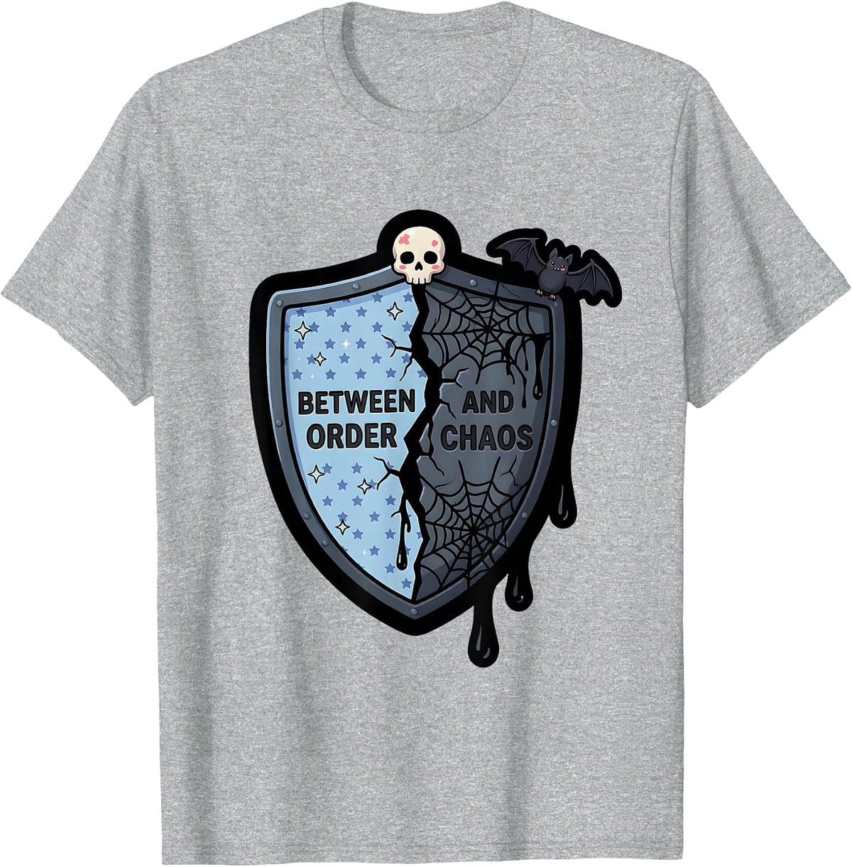 Men's Thin Blue Line Between Order and Chaos Design T-Shirt - Heather Grey