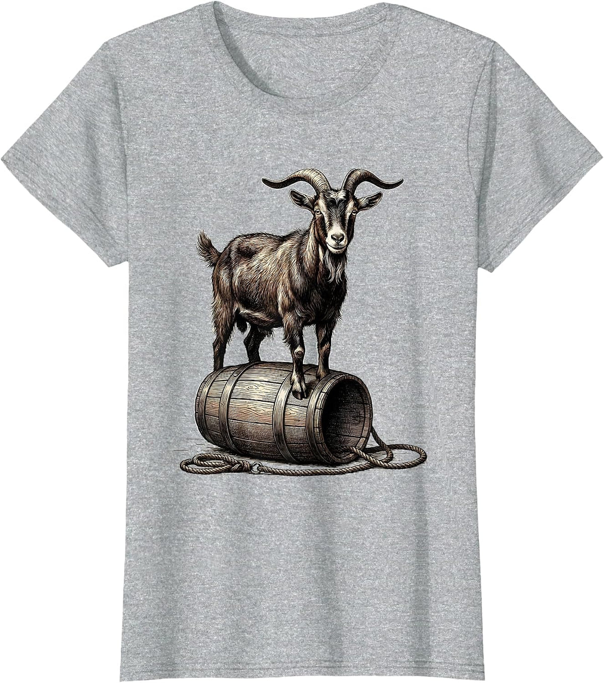 Women's Goat On Bucket Funny Farm Animal Lover Humor T-Shirt - Heather Grey